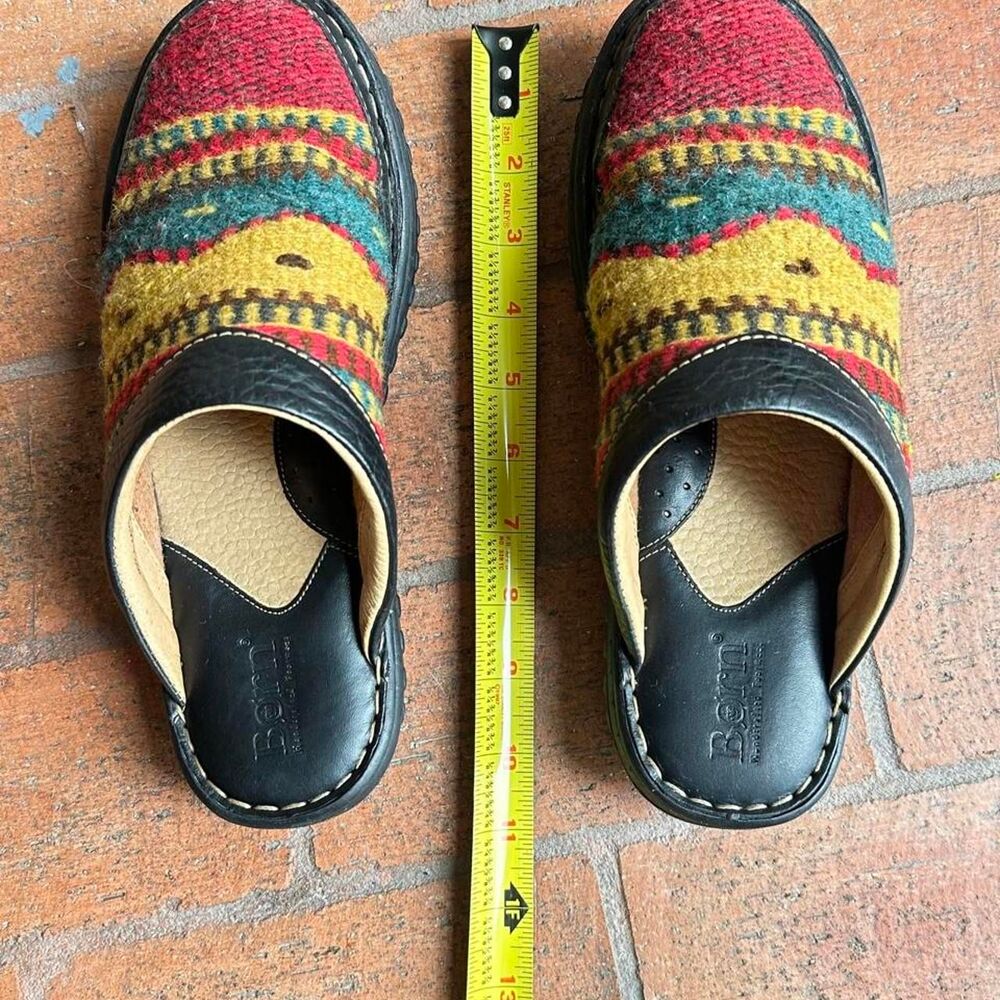 Born Southwestern Wool Blanket Clogs Leather Mules Women's Size 9 Boho Vintage - Picture 8 of 8
